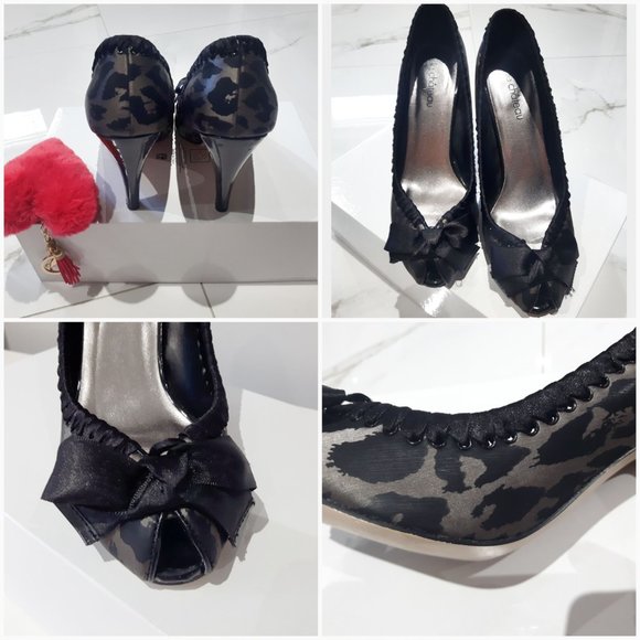 Vintage Y2K Peep Toe Animal Print Kitten Heels - Picture 13 of 15